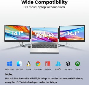 Monitor KEFEYA S3 14,1" przenośny monitor 1080p FHD PC Xbox PS4/5 Switch Mac Laptop 5