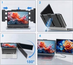 Podwójny monitor do laptopa 14.1" Przenośny 1080 Mac Wins Android 13"-17" 5