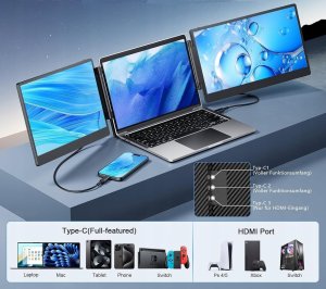 Laptomo potrójny monitor laptopa 14''rozszerzenie ekranu przenośny FHD 2024 5