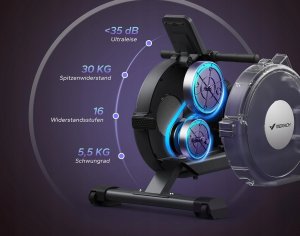 MERACH Wioślarz do 160 kg do domu magnetyczny Bluetooth 16 poziomami oporu 3