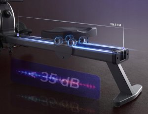 MERACH Wioślarz do 160 kg do domu magnetyczny Bluetooth 16 poziomami oporu 8