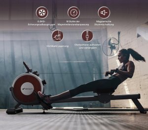 MERACH Wioślarz do 160 kg do domu magnetyczny Bluetooth 16 poziomami oporu 9