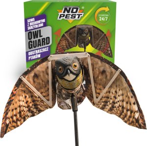 NO PEST Odstraszacz Ptaków Szpaków Kosów Gołębi Dzięciołów Mew Sowa z Ruchomymi Skrzydłami "Owl Guard" 2