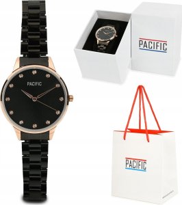 Zegarek damski czarny bransoletka elegancki klasyczny Pacific pudełko Z64 1