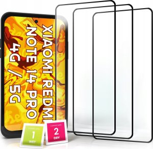 3-PAK Szkło Hartowane do Xiaomi Redmi Note 14 Pro 4G / 5G (9H, Pełne 5D) 1