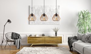 BELIS Lampa sufitowa BERGO żyrandol czarny drewno 3 x E27 0004 2