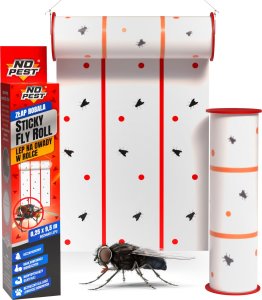 Lep w Rolce Pułapka Lepowa na Muchy Komary Meszki Muszki Osy do Stajni Obory Domu  9,5m "Sticky Fly Roll" 1