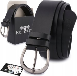 Skórzany pasek damski do spodni sukienki czarny skóra nat 4 cm Beltimore D86 1