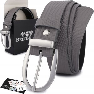 Skórzany pasek damski do spodni sukienki szary skóra nat 3 cm Beltimore D91 1