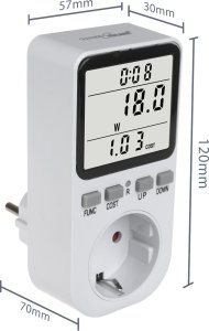 Miernik energii GreenBlue, watomierz, typ F, 220-240V AC, 50Hz, max. obciążenie 16A, IP20, wbudowana bateria, GB364 F 8