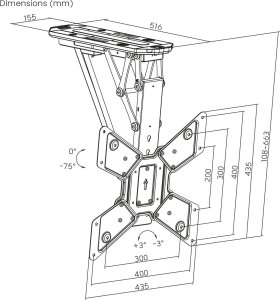 Uchwyt do TV elektryczny sufitowy Maclean, obsługa TUYA, max VESA 600x400, pilot, 23"-55", 30kg, MC-492 9