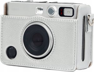 Pokrowiec LoveInstant Srebrne Etui Pokrowiec Futerał + Szkło 9h + 10x Naklejki Do Fujifilm Instax Mini Evo 8