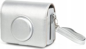 Pokrowiec LoveInstant Srebrne Etui Pokrowiec Futerał + Szkło 9h + 10x Naklejki Do Fujifilm Instax Mini Evo 10