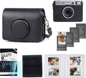 Zestaw 5w1 Futerał + Szkło + Album 64x + Etui Zdjęcia + Ramki Do Fuji Instax Mini Evo / Czarny 1