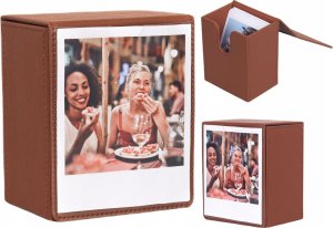 Etui Pudełko Box Na 100 Zdjęcia Do Fuji Instax Wide 400 Sq Polaroid 600 Now / Brązowy / Okienko 1