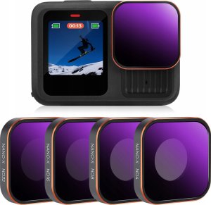 Zestaw Filtrów Szarych Nd 4w1 Nd4 Nd8 Nd16 Nd32 Do Gopro Hero 13 12 11 10 9 / Sku.2320 5