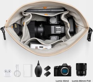 Torba Fotograficzna Crossbody Sling Na Aparat Kamerę Telefon K&f 5l / Kf13.168v1 / Beżowy 5