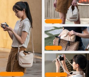 Torba Fotograficzna Crossbody Sling Na Aparat Kamerę Telefon K&f 5l / Kf13.168v1 / Beżowy 7