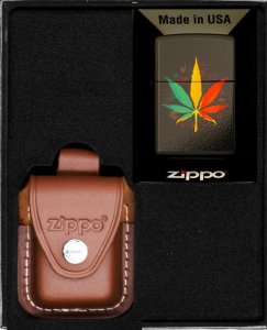 Zestaw ZIPPO Zapalniczka RASTA CANNABIS DESIGN Prezentowy No2 1