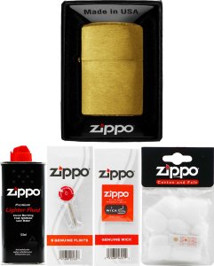 ZESTAW ZIPPO ZAPALNICZKA BRASS BRUSHED BENZYNA KAMIENIE KNOT WATKI Akcesoria 1
