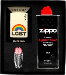 Zestaw ZIPPO Zapalniczka WHITE LGBT Prezentowy No1 1