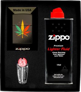 Zestaw ZIPPO Zapalniczka RASTA CANNABIS DESIGN Prezentowy No1 1