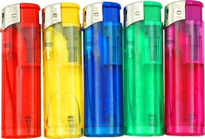 Zestaw Zapalniczki PIEZO H.F TRANSPARENT MIX 5szt 1