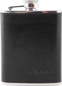 Piersiówka ZIPPO STEEL BLACK LEATHER 180ml 1