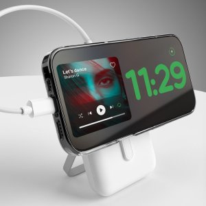 Powerbank bezprzewodowy Puro 10000mAh MagSafe z podstawką aluminiową - biały 12