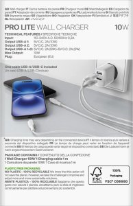 Ładowarka sieciowa Puro PROLITE 10W 2x USB-A + kabel USB-A - USB-C 1.2m - biała 3
