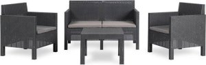 PENELOPE 4 SEATER Zestaw ogrodowy plastikowy, grafit 1