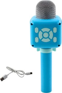 Bezprzewodowy Mikrofon Bluetooth Karaoke Nagrywanie Zmiana Głosu Niebieski 3
