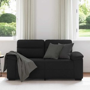 vidaXL Sofa 2-osobowa Czarna 120 cm Tkanina 3