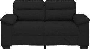 vidaXL Sofa 2-osobowa Czarna 120 cm Tkanina 4