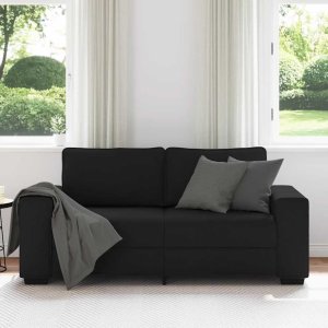 vidaXL Sofa 2-osobowa, czarna, 140 cm, tapicerowana tkaniną 3