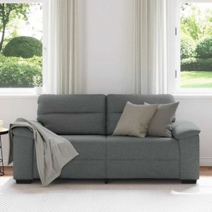 vidaXL Sofa 2-osobowa, ciemnoszara, 140 cm, tapicerowana tkaniną 3