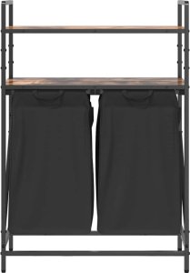 Kosz na pranie vidaXL Kosz na pranie 2 przegrody z półkami, przydymiony dąb 6