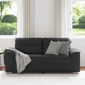 vidaXL 2-osobowa sofa, czarna, 140 cm, sztuczna skóra 3