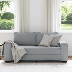 vidaXL Sofa 2-osobowa, jasnoszara, 140 cm, tapicerowana tkaniną 3