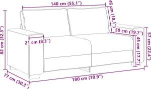 vidaXL Sofa 2-osobowa, jasnoszara, 140 cm, tapicerowana tkaniną 9