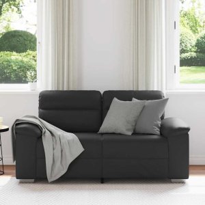 vidaXL 2-osobowa sofa, czarna, 120 cm, sztuczna skóra 3