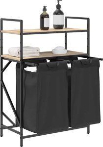 Kosz na pranie vidaXL Kosz na pranie 2 przegrody z półkami, dąb sonoma 4