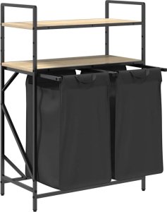 Kosz na pranie vidaXL Kosz na pranie 2 przegrody z półkami, dąb sonoma 5