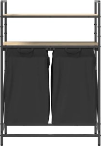 Kosz na pranie vidaXL Kosz na pranie 2 przegrody z półkami, dąb sonoma 6