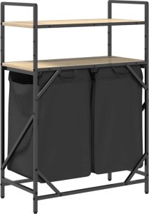 Kosz na pranie vidaXL Kosz na pranie 2 przegrody z półkami, dąb sonoma 8