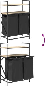 Kosz na pranie vidaXL Kosz na pranie 2 przegrody z półkami, dąb sonoma 10