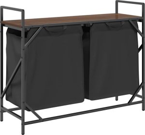 vidaXL Kosz na pranie 2 przegrody z półką, brązowy dąb 8