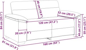 vidaXL Sofa 2-osobowa Jasnoszara 120 cm Tkanina 9