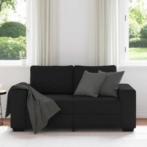 vidaXL Sofa 2-osobowa Czarna 120 cm Tkanina 3