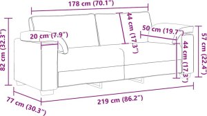 vidaXL Sofa 3-osobowa, kolorze czerwonego wina, 178 cm, aksamit 9